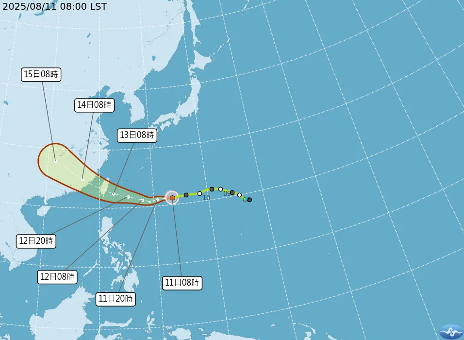 楊柳颱風預測路徑。(圖/中央氣象署)