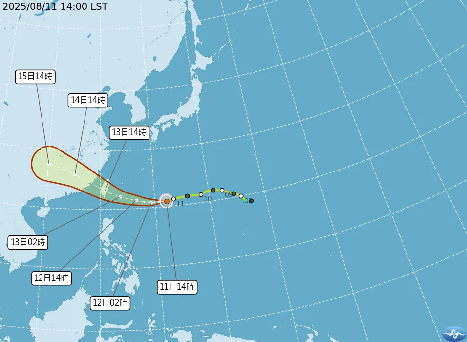 楊柳颱風路徑潛勢預報。（圖／中央氣象署）