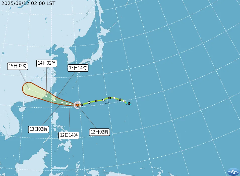 楊柳颱風預測路徑。(圖/中央氣象署)