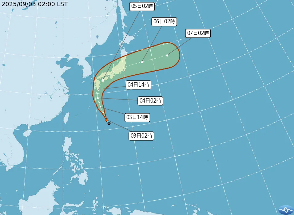 琉球東南方海面的熱帶低壓將發展為颱風。（圖／中央氣象署）