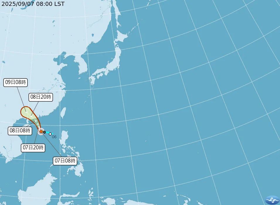 塔巴颱風目前位於南海。（圖／中央氣象署）