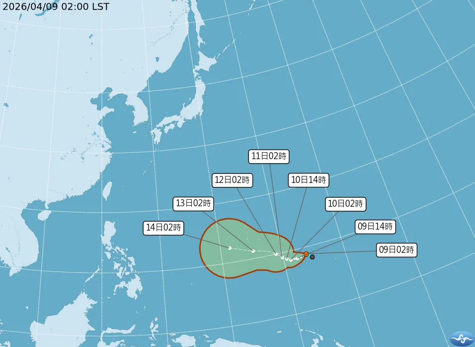熱帶性低氣壓TD04。（圖／中央氣象署）