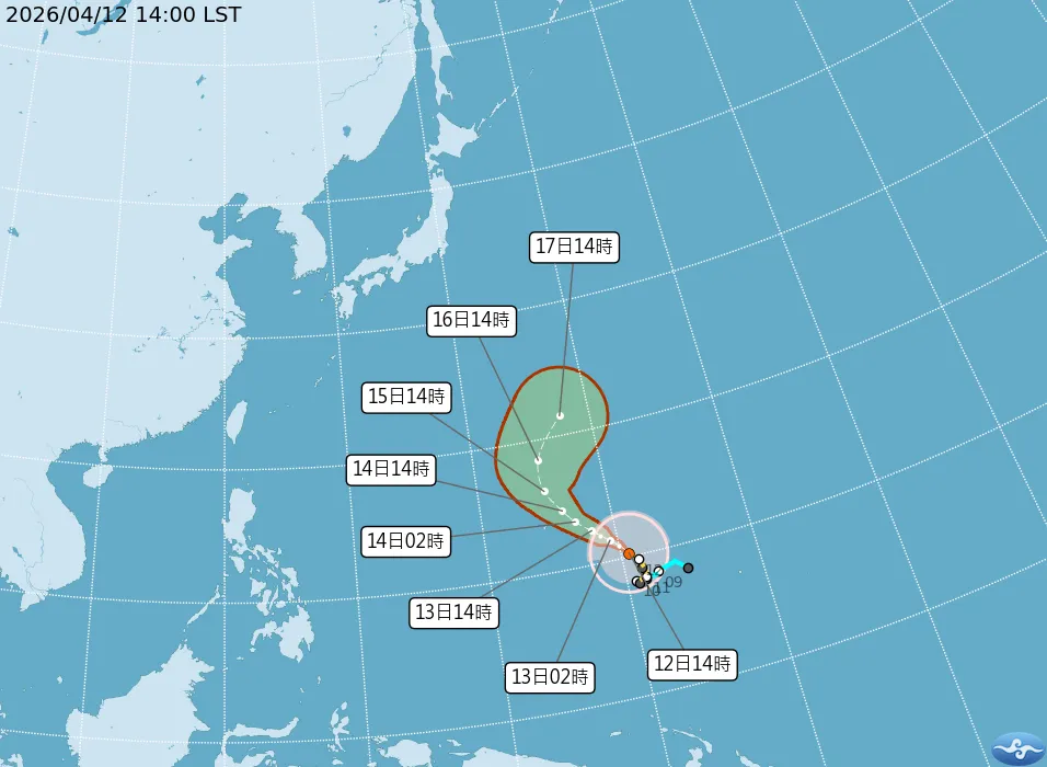 辛樂克颱風12日下午2時正式增強為強颱,後續對台灣或日本的天氣無影響。(圖/翻攝自中央氣象署官網)