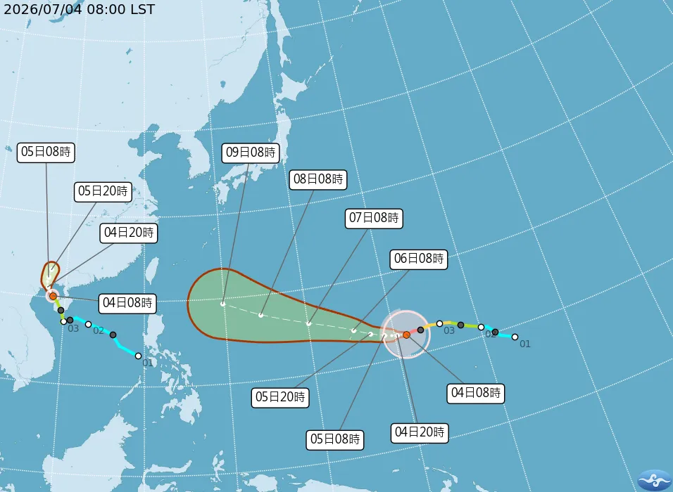 強烈颱風巴威持續增強中。(圖/中央氣象署)
