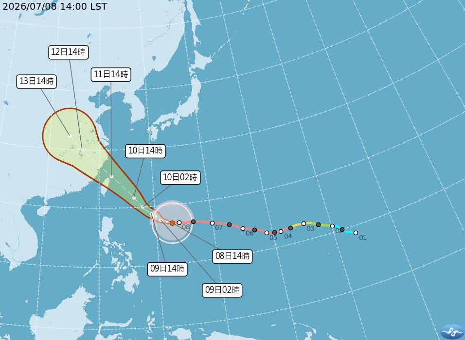 強颱巴威逐步逼近台灣。(圖/氣象署)