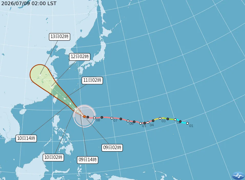 巴威颱風路徑圖。（圖／中央氣象署網站）