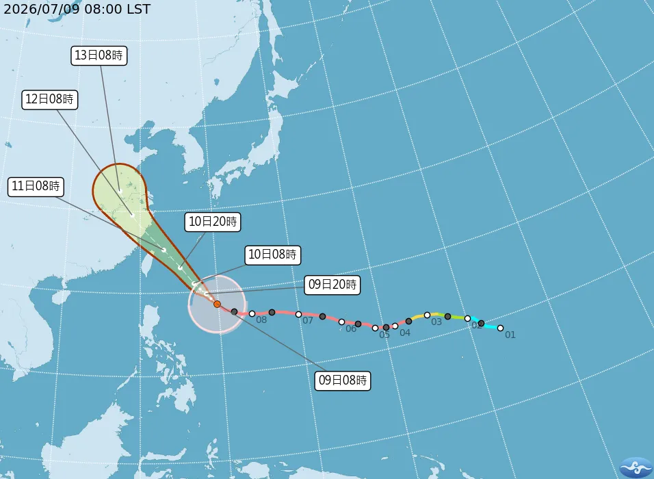 巴威颱風逐漸逼近台灣。（圖／中央氣象署）