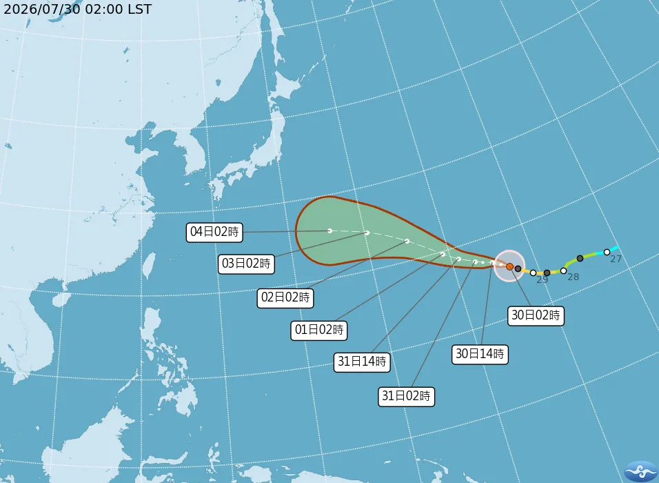 白海豚颱風路徑潛勢預報。(圖/中央氣象署)