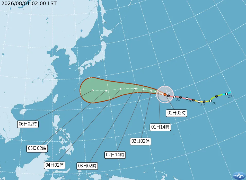 白海豚颱風路徑潛勢預報。(圖/中央氣象署)