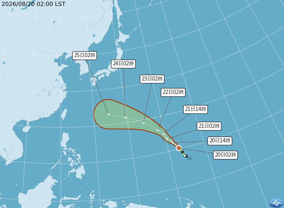 沙德爾颱風最新移動路徑。（圖／中央氣象署）
