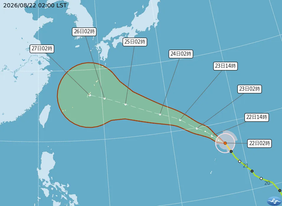 沙德爾颱風最新路徑。(圖/中央氣象署)