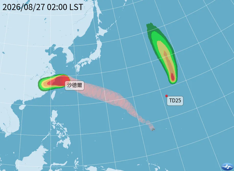 目前海面上有兩個颱風。（圖／中央氣象署）