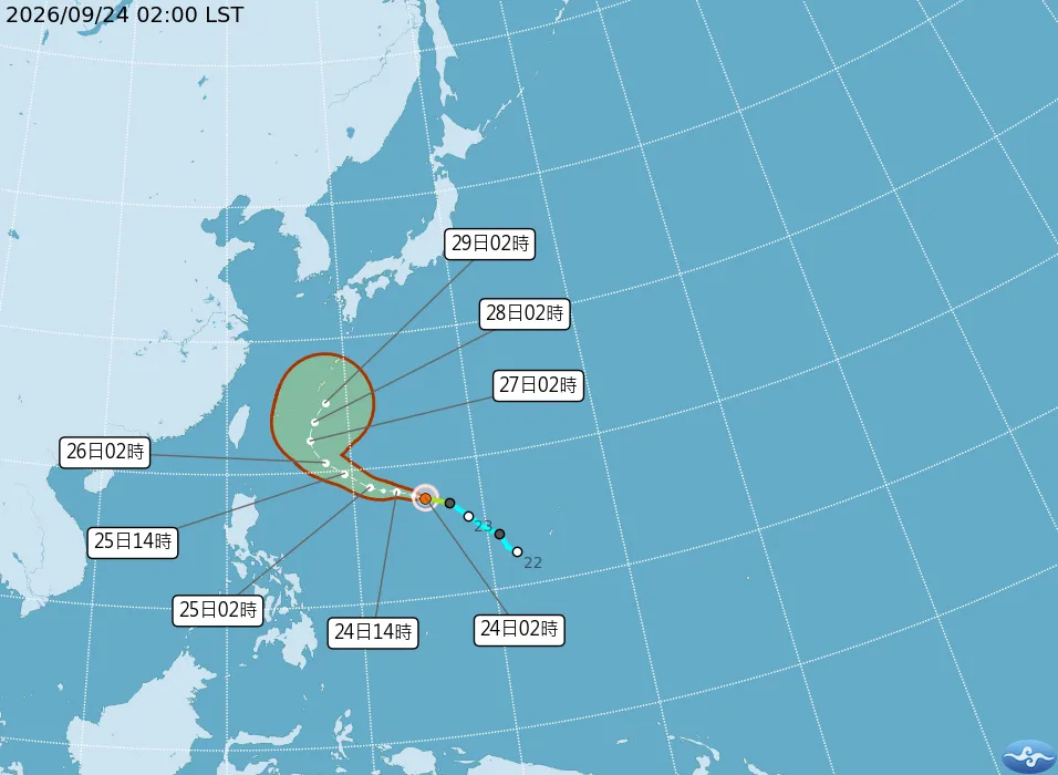 「舒力基」颱風預測路徑。（圖／中央氣象署）