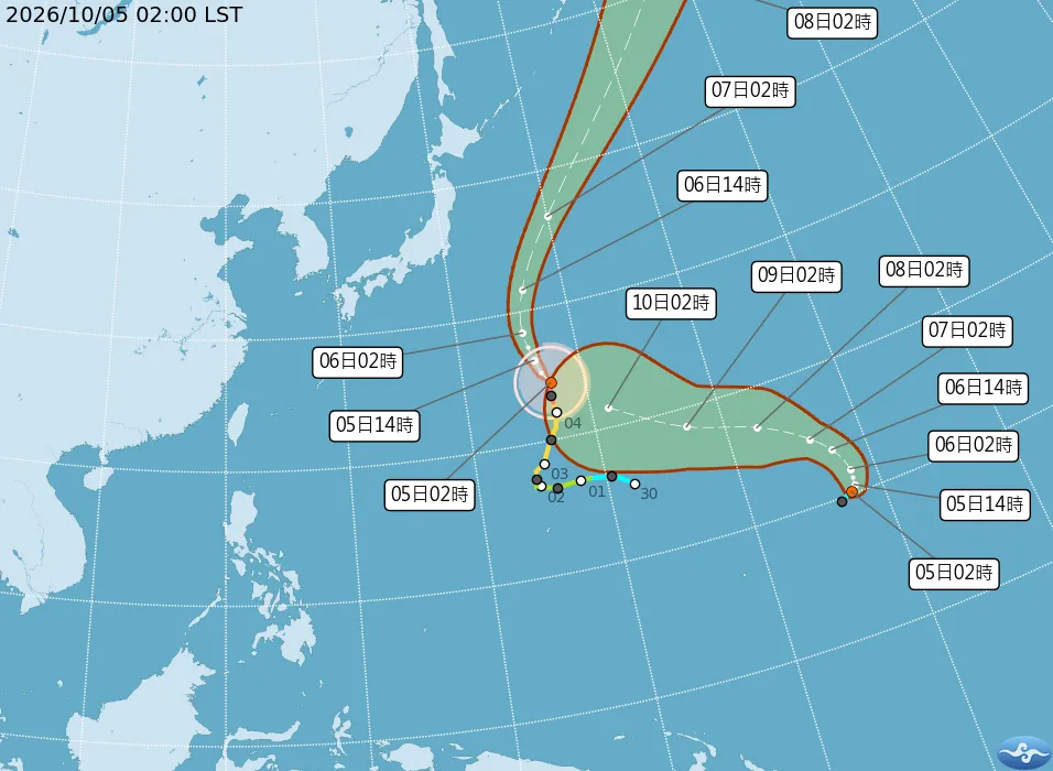 強烈颱風彩雲、熱帶性低氣壓TD31最新動向。（圖／氣象署）