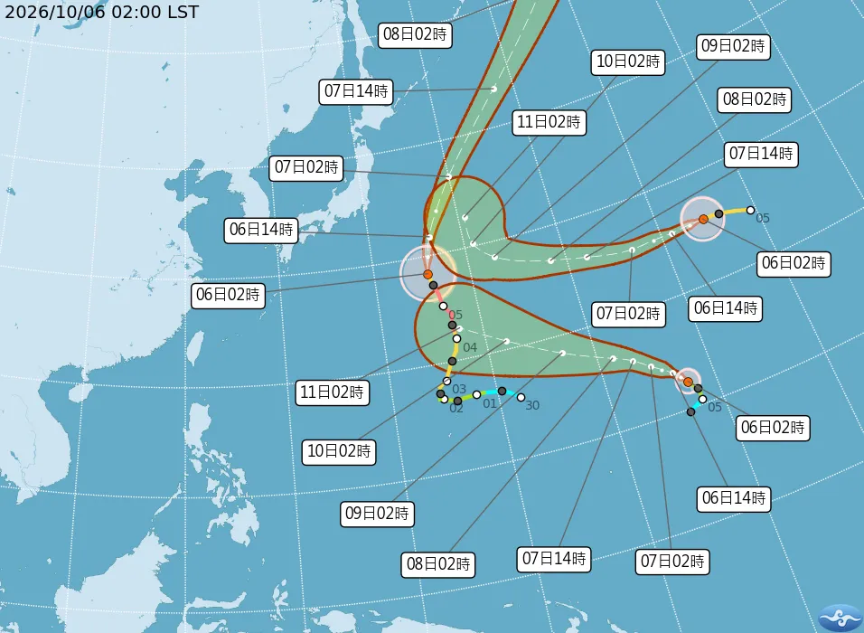 3颱最新動向。(圖/中央氣象署)