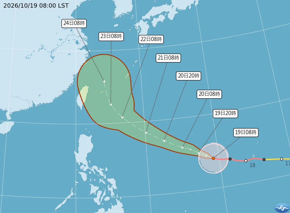 強颱薔琵恐影響連假天氣。(圖/取自氣象署)