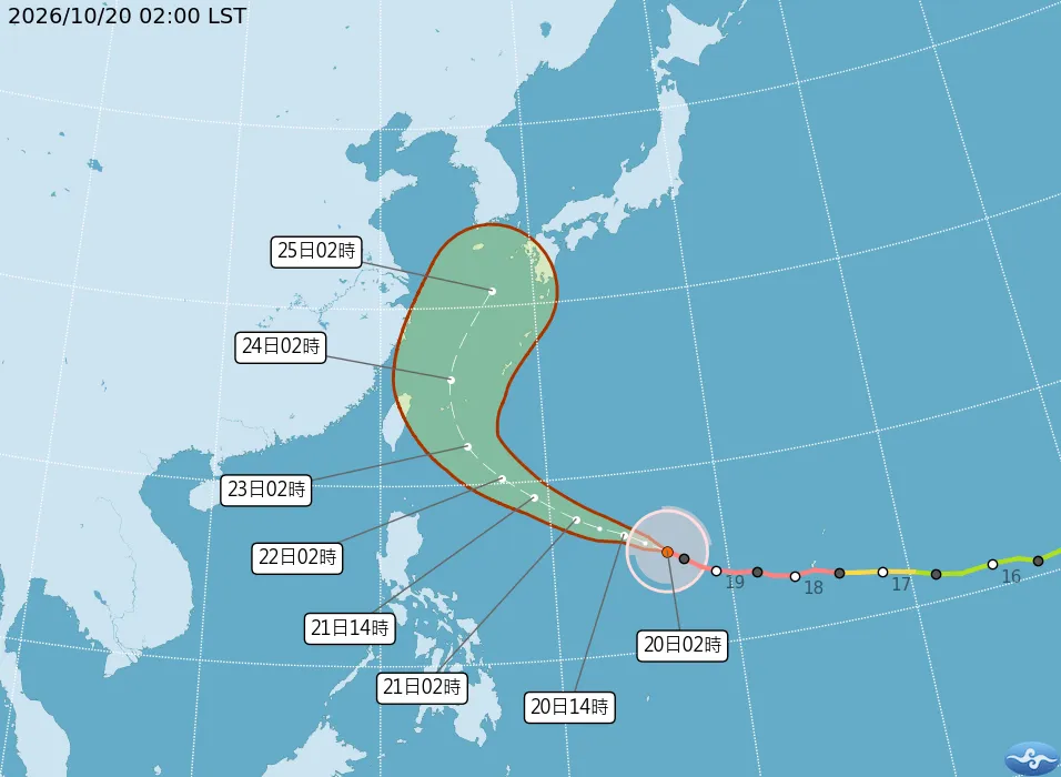 強颱薔琵逼近台灣。（圖／中央氣象署）