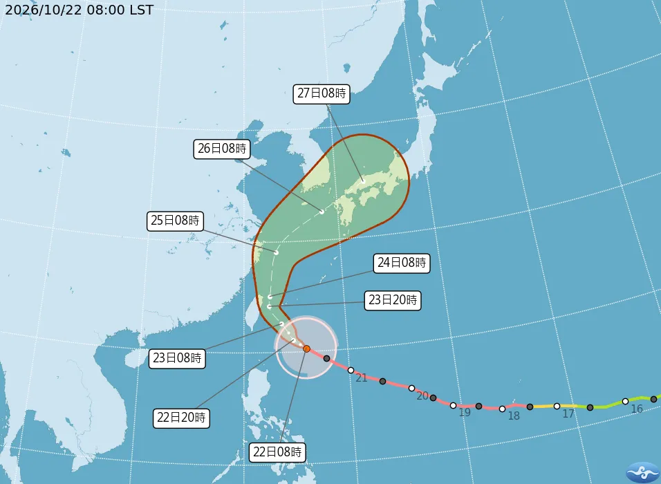薔琵颱風來勢洶洶。（圖／中央氣象署）