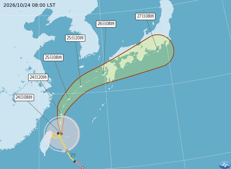 薔琵颱風最新動向。(圖/中央氣象署)