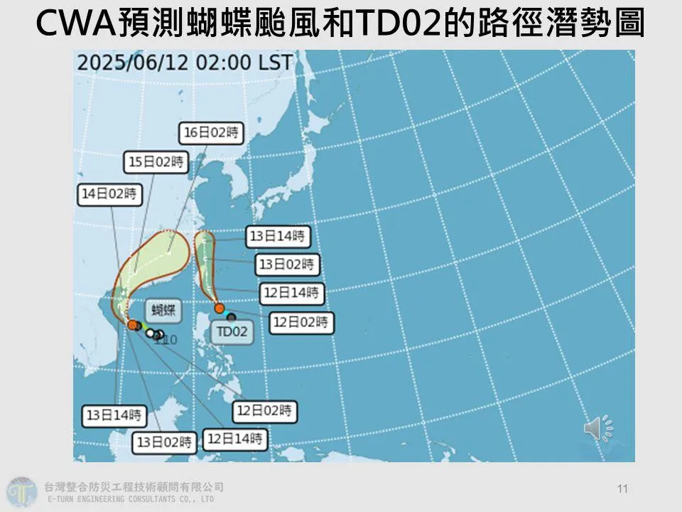 賈新興指出，熱帶性低氣壓TD02看起來會跑來台灣。（圖／翻攝自賈新興臉書）
