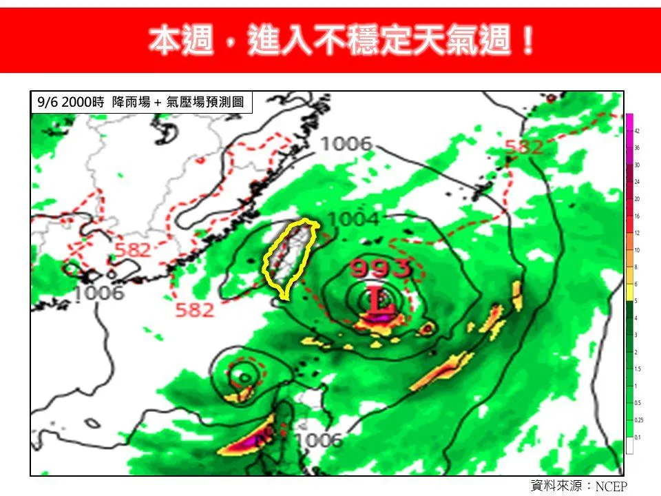林得恩指出,本週環境高、低壓位置大調整,天氣轉為不穩定的狀態。(圖/翻攝自「林老師氣象站」臉書)