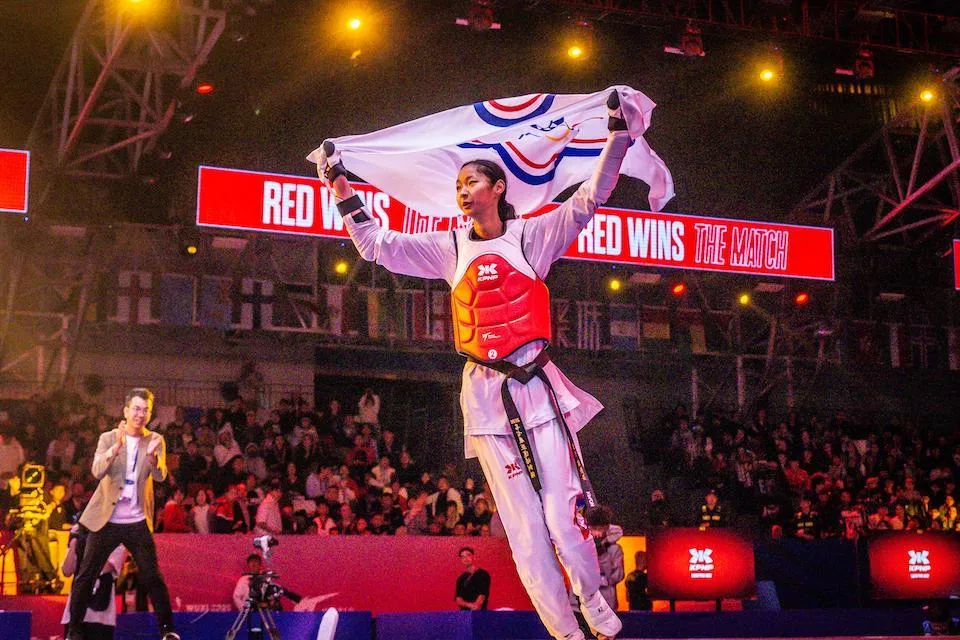 劉侑芸逆轉奪金。（圖/翻攝自worldtaekwondo.org）