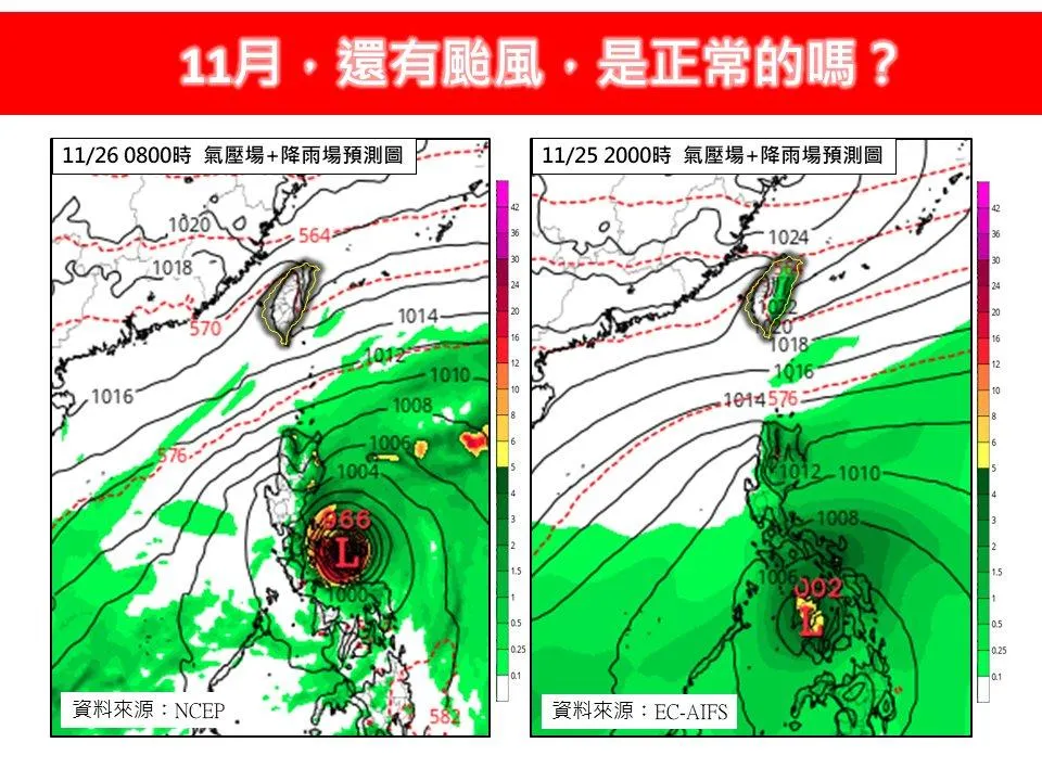 11月還有颱風是正常的嗎?氣象專家林得恩解釋,從長期氣候統計來看,其實還算是正常的。(圖/翻攝自林老師氣象站)
