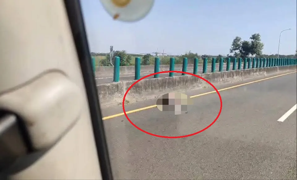 年約5旬的男性駕駛遭甩飛到內側車道，經送醫搶救傳有好轉。（圖／翻攝自Facebook@綠豆嘉義人）