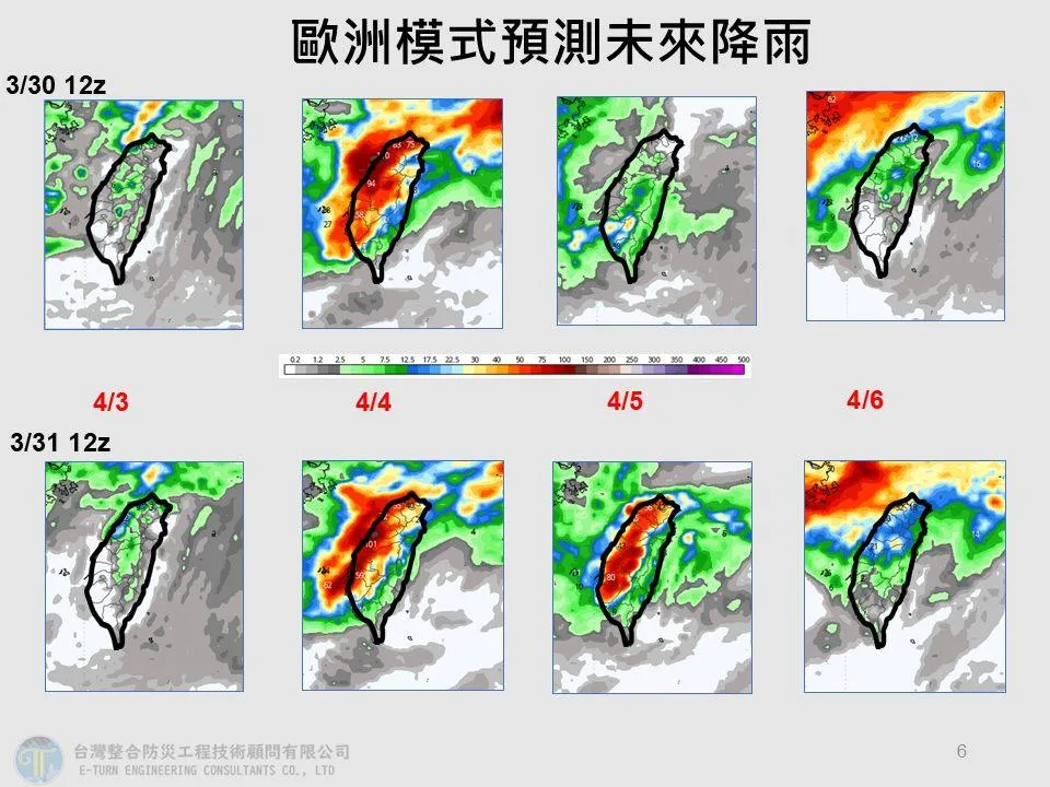 歐洲模式預測未來降雨趨勢。(圖/翻攝自賈新興臉書粉專)