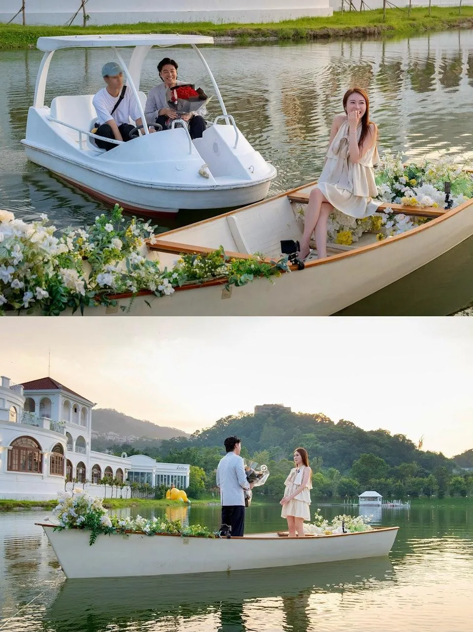 張子丰的求婚儀式特意選在湖中央的一條船上舉行。(圖/翻攝王菲IG)