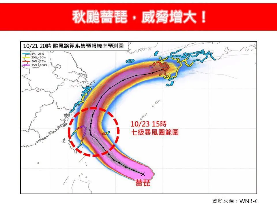 氣象專家林得恩示警「秋颱薔琵，威脅增大！」（圖／取自林老師氣象站）