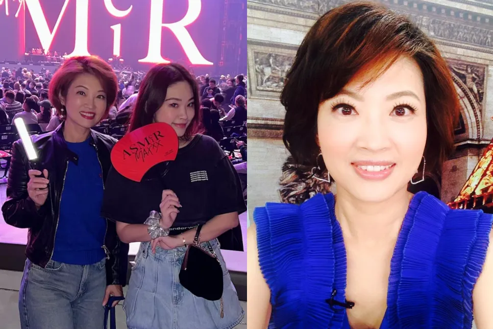 梅嬿翎(左圖右)難以置信母親吳中純病逝。(圖/翻攝自吳中純臉書)