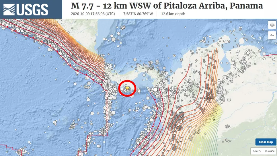 巴拿馬當地時間9日發生規模7.7強震，一度造成美國發布東太平洋海嘯警報。（圖／郭鎧紋提供）