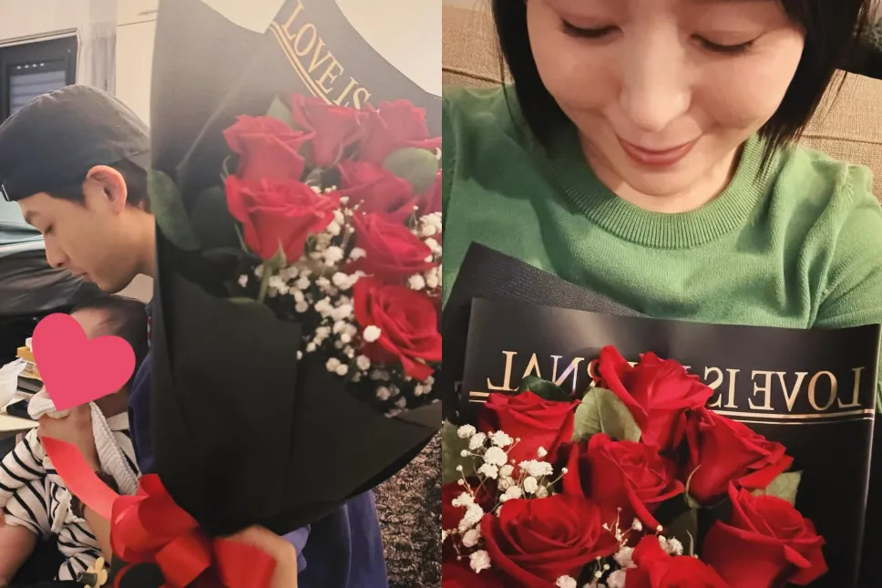 劉品言14日透露收到連晨翔送的玫瑰花束。(圖/翻攝自劉品言IG)