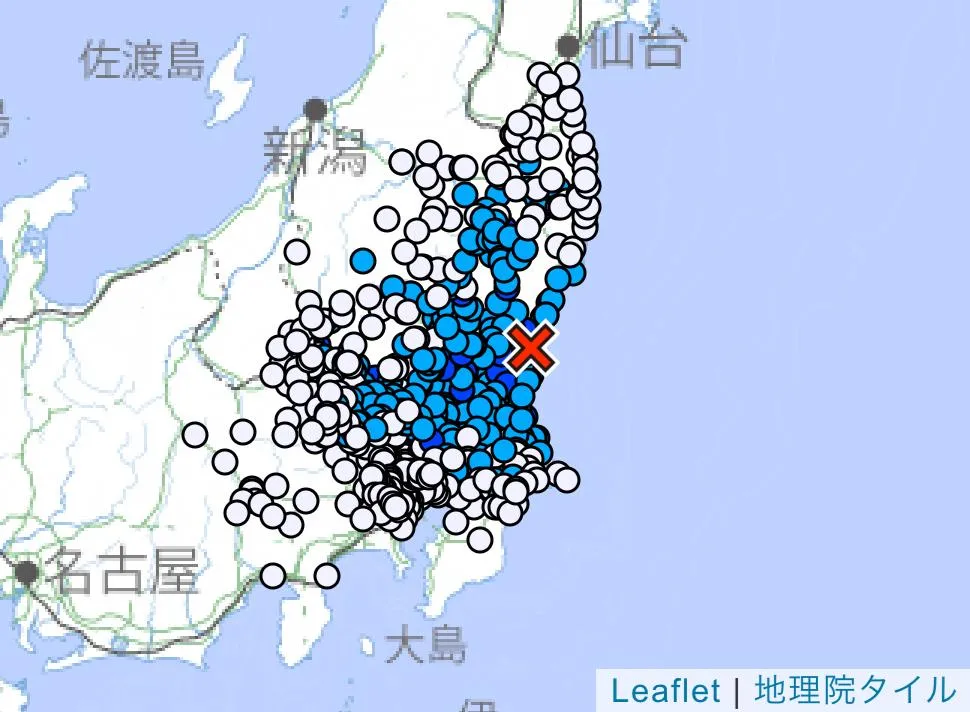 日本茨城縣北部15日深夜發生規模4.8地震,東京有感搖晃。(圖/翻攝自日本氣象廳官網)