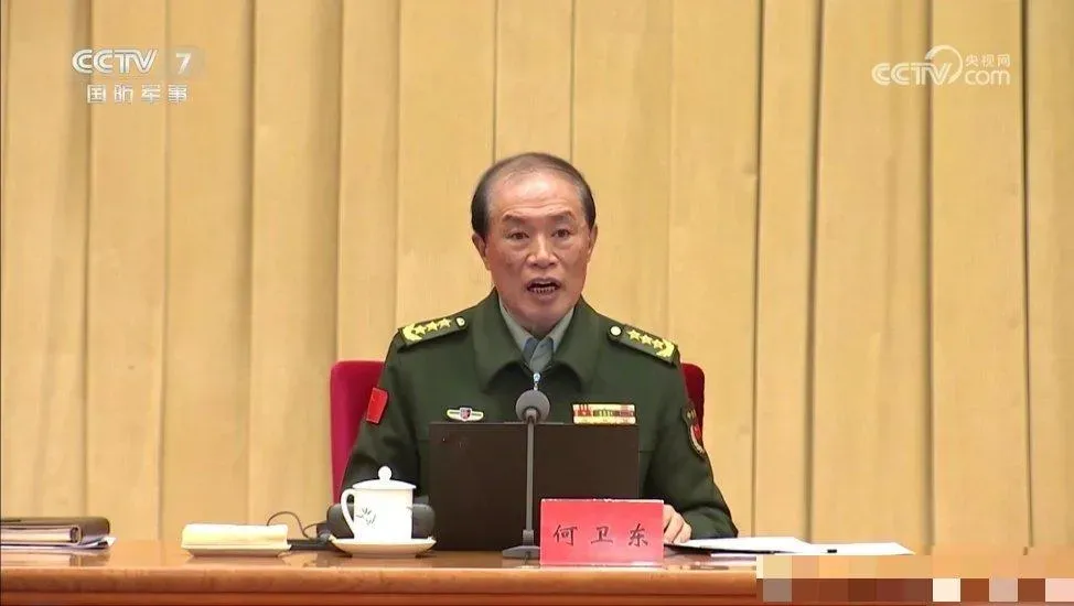 中共中央軍事委員會副主席何衛東，自兩會後未再公開露面。（圖／央視）