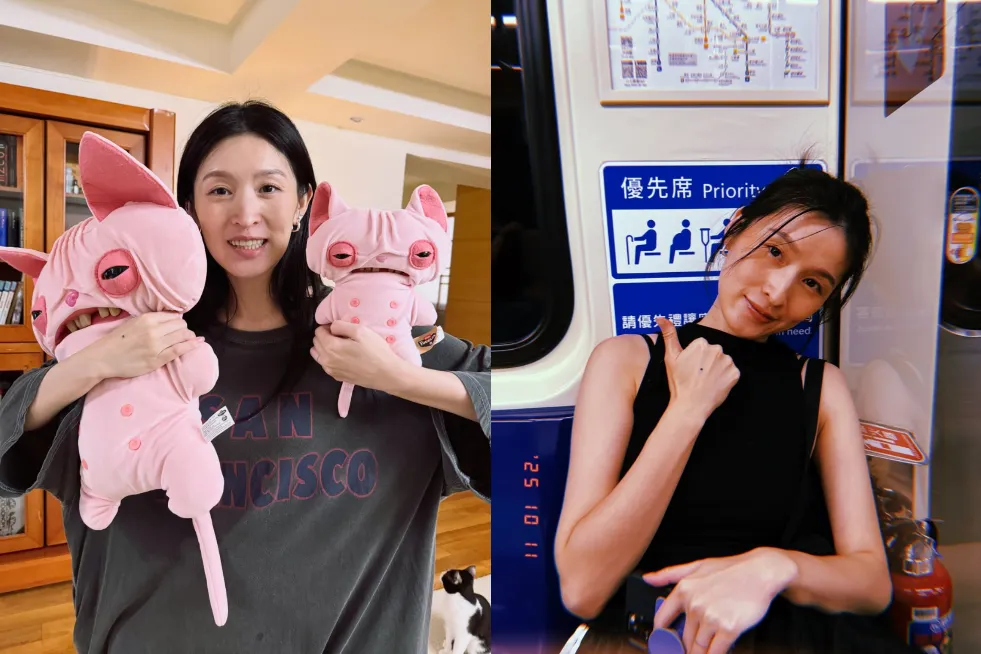 管罄分享以孕婦身分搭乘捷運、坐在優先席的照片（右圖）。（圖／翻攝自管罄IG）