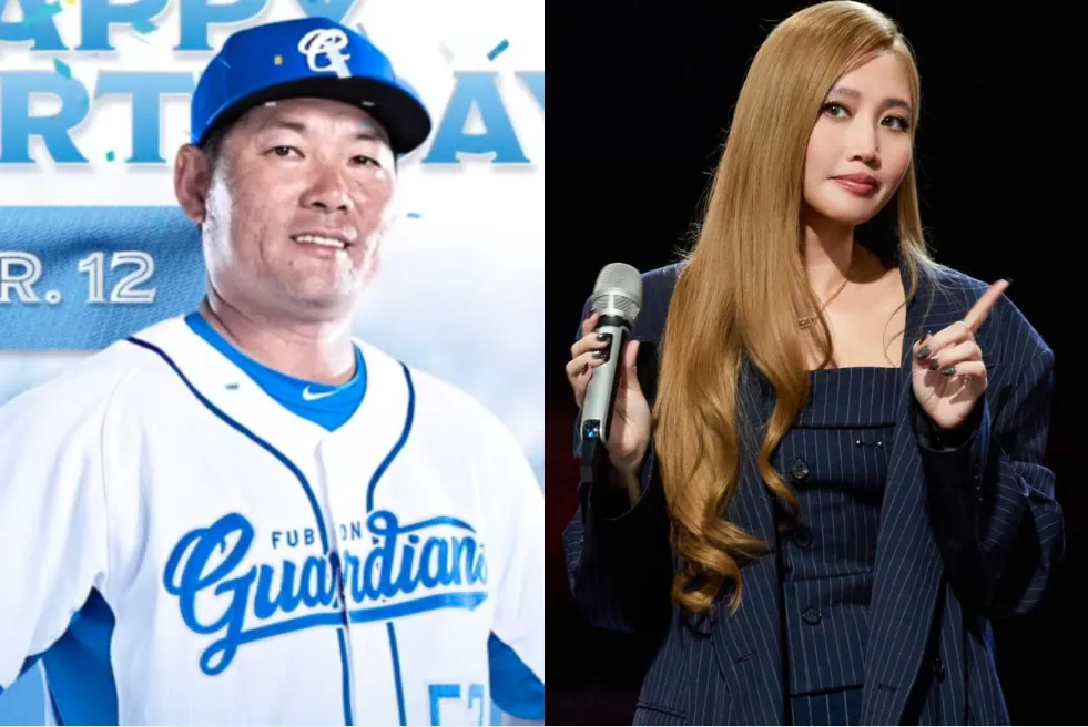 A-Lin(右)與老公黃甘霖(左)近年遭傳婚變。(圖/翻攝自Fubon Guardians 富邦悍將棒球隊、A-Lin臉書)