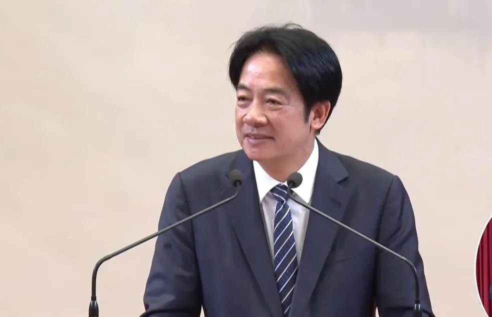 賴清德接見樂天桃猿球員時,點名林智平對統一獅隊敲出的3分砲讓他「心裡不大爽」(攝自總統府YT直播)