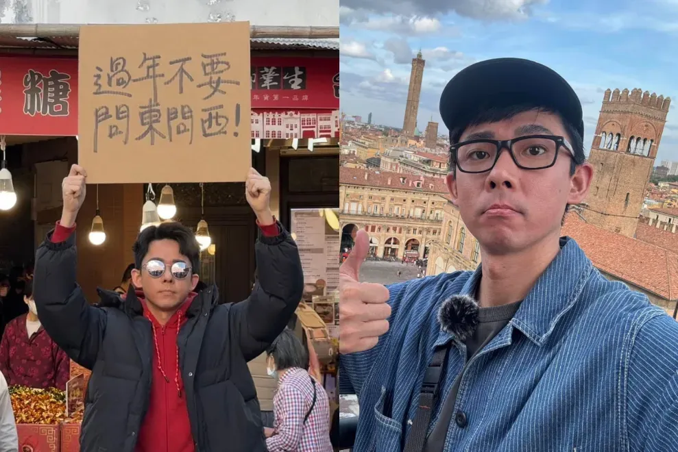 阿滴近日至台北年貨大街舉牌(左)。(圖/翻攝自阿滴臉書)