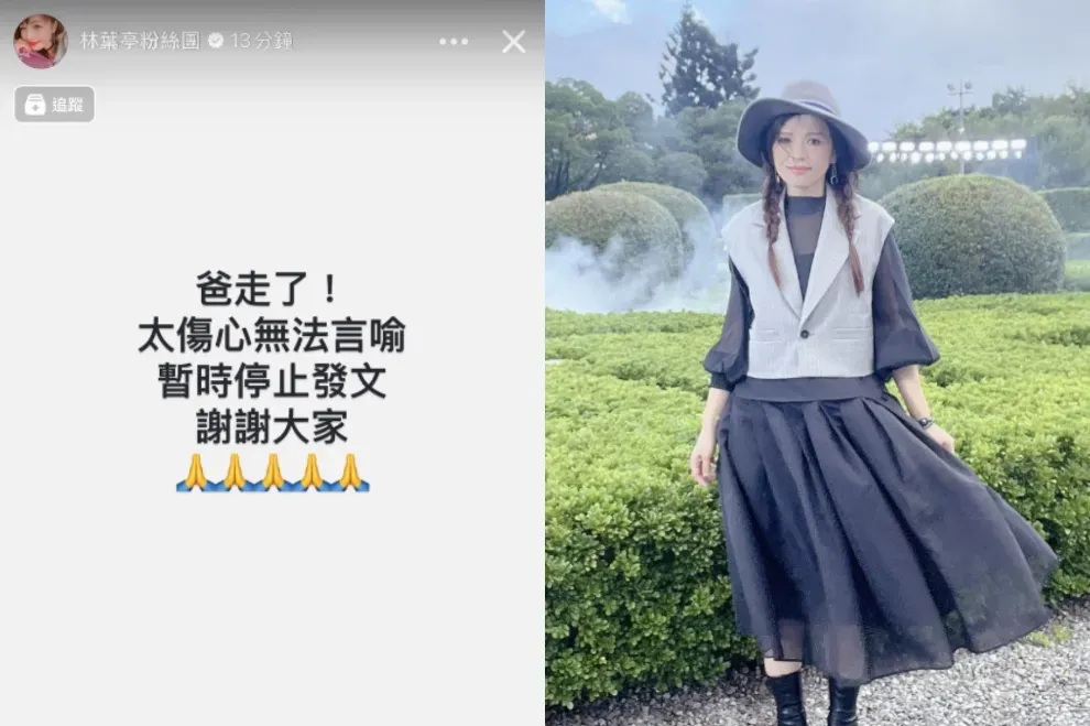 林葉亭26日稍早證實父親過世。(圖/翻攝自林葉亭IG)