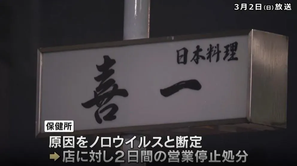 大阪日本料理店「喜一」因連爆食物中毒遭無限期勒令停業。（圖／翻攝NNN）