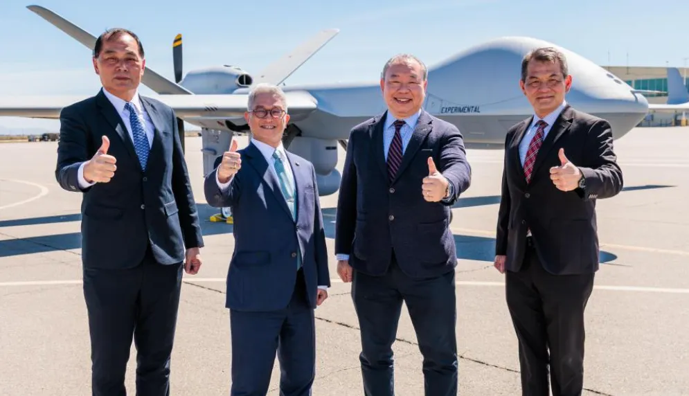 空軍「MQ-9B高高空無人機」首批2架交機典禮。（國防部提供）