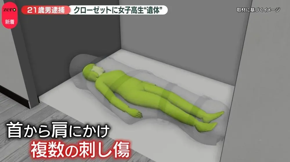 16歲東京女高中生遭狠殺藏屍衣櫃,並以毛毯層層包裹。(圖/翻攝NNN)